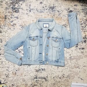 Forever 21 100% Cotton Soft Denim Distressed Jacket